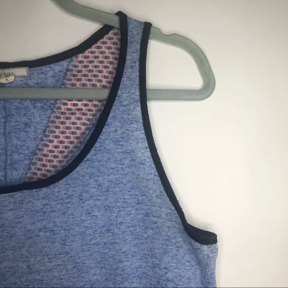 PLEIONY sleeveless tank top blue with blocks of polka dots M - Picture 7 of 10
